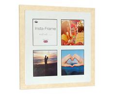Inov8 16 x 40,64 cm Insta-Frame Marco de fotos de madera para 4 Instagram/de estampado a cuadros de fotos con paspartú blanco y negro con borde, 2 unidades, diseño de reloj de arena