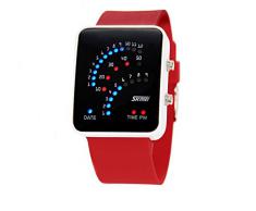 ufengke® exquisita binario impermeable llevó reloj de pulsera electrónico,rectángulo de línea de silicona reloj de pulsera muñeca banda,rojo