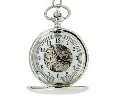 Reloj de Bolsillo BOXX Mecánico y en Color Plateado con Cadena de 12