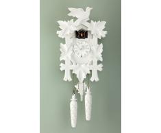 Reloj cucú de cuarzo 5 follajes, pájaro, incluye baterías TU 350/20 Q weiss
