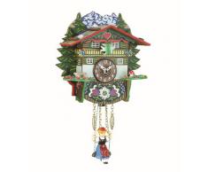 ISDD Kuckulino Black Forest TU 2024 PQ - Reloj en miniatura con movimiento de cuarzo y llamada del cucú, diseño "Casa suiza" multicolor, batería incluida