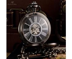 KS Reloj de Bolsillo, Mecánico, Analógico, Caja Negra KSP035