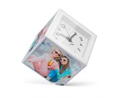 Balvi - Photo Clock marco de fotos y reloj giratorio, 5 fotos de 10x10 cm