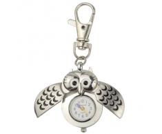 niceeshop(TM) Llavero Reloj Del Búho De Cuarzo De La Carcasa Acero Inoxidable