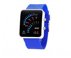 ufengke® exquisita binario impermeable llevó reloj de pulsera electrónico,rectángulo de línea de silicona reloj de pulsera muñeca banda,azul