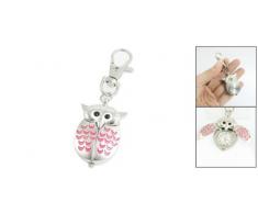Color Plata Metal Rosado Colgante Buho Pomo Ajustable Hora Llavero Reloj