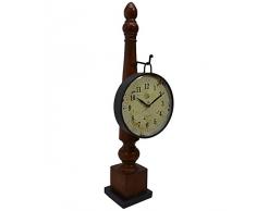 Reloj de metal de mesa pie Tourné madera péndulo estilo antigua 12 x 20 x 65 cm