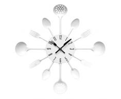 Premier Housewares - Reloj de pared, diseño de cubertería, diámetro de 43 cm, color blanco