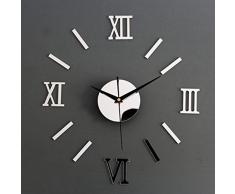 Reloj de Pared de Moda en Forma de Números Romanos Reloj Adonado para Hogar de Color Plateado