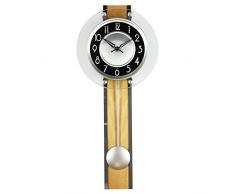 Gran Reloj de Pared a Péndulo, de Madera con Bordes de Metal y Vidrio Delantero