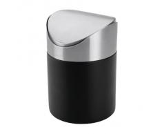 Lacor 62358 - Papelera sobremesa con tapa inox, 17 cm, color negro