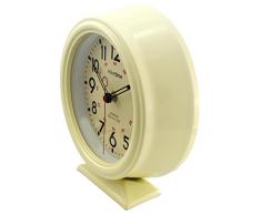 Colores Bold crema de Metal estilo Retro reloj redondo de pie de mesa redondo grandes rojo segundos mano.