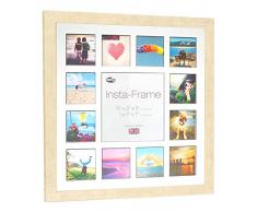 Inov8 16 x 40,64 cm Insta-Frame Marco de fotos de madera para Instagram 13/cuadrado fotos con paspartú blanco y negro con borde, diseño de reloj de arena