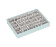 Stackers classic size |caja de la joyería organizador con 25 secciones para el pendientes y encantos, polca azul y gris forro de algodón de punto