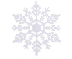 asentechuk® 12pcs Árbol de Navidad de plástico brillo copos de nieve adorno para colgar de copo de nieve de Navidad Fiesta Decoración para el hogar suministros, plástico, Blanco, 10 cm