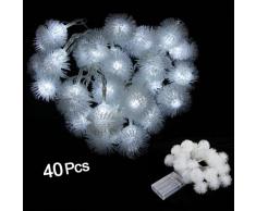 SODIAL(R) 40LED 4M Tira de Luz Blanco Forma de Nieve para Decoracion de Tienda Ventana Fiesta de Navidad Boda
