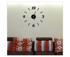 Ularma 2016 Reloj de pared de espejo de decoración del hogar moderna sala 3D DIY (negro)