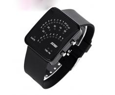 ufengke® exquisita binario impermeable llevó reloj de pulsera electrónico,rectángulo de línea de silicona reloj de pulsera muñeca banda,negro