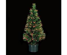 DECORACIÓN DE NAVIDAD: Árbol de Navidad artificial luminoso de fibra óptica con macetero incluido - Las luces cambian de color - 150 cm de alto