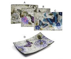 Platos Decorativos Rectangulares de Cristal (41.5x25 cm) Mariposas 4 modelos - A