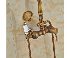 Gowe Classic envejecido redonda de latón cabezal de ducha de lluvia grifo caliente fría válvula mezcladora ducha de mano pulverizador montado en la pared de ducha de 8 "