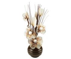 Diseño de flores artificiales en marrón jarrón, café crema /, 75 cm