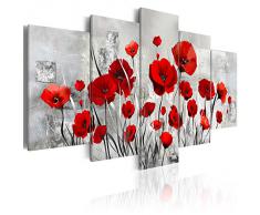 Cuadro en Lienzo 100x50 cm- 3 tres colores a elegir - 5 partes - Impresion en calidad fotografica - Cuadro en lienzo tejido-no tejido - flores amapola b-A-0001-b-n 100x50 cm B&D XXL