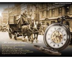 KS Blanco esqueleto Mecánico de cuerda Colgante manual Analógico Relojes de bolsillo KSP005