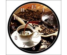 RELOJ DE PARED DISENO CAFÉ NEGRO MODERNO RELOJ DE COCINA - CUARZO - Tinas Collection