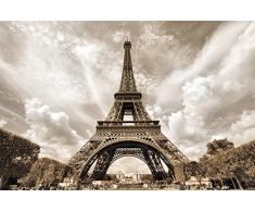 Papel pintado fotográfico que muestra la Torre Eiffel - decoración romá ntica, XXL fotomural, póster - Torre Eiffel Paris papel pintado fotográfico decoración mural by GREAT ART (210 x 140 cm)