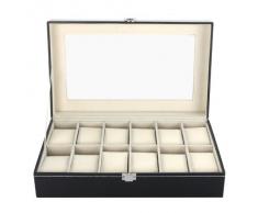 Flissy - Estuche para relojes con 12 compartimentos, color negro