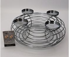 redonda de metal (34 cm Plata Corona Vela soporte de vela Corona de Adviento en blanco Navidad decoración Corona de Navidad Mesa decorativa typ396