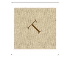 Caspari Entertaining with Caspari Jute Herringbone - Servilletas de papel para cóctel (30 unidades), diseño de monograma con la letra T