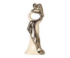 Moderna escultura figura decorativa de pareja de cerámica blanco/plata altura 13,5 cm