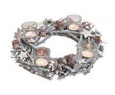 Corona de adviento de madera con inserciones de vela de cristal
