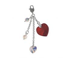 Rayher Hobby 14749817 BP crystal-Llavero Corazón rojo, 7 cm con mosquetón, SB-Box 1-Set, reloj