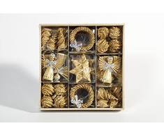 Brauns Heitmann 83063 - Adornos de paja para árbol de Navidad (30 unidades, diferentes formas y figuras, 3-6 cm)