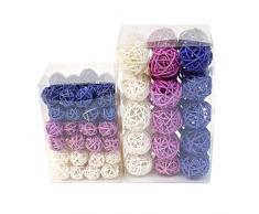 Ratán Bolas púrpura Surtido, ratán bolas/TOP PRECIO., ratán, creme (gebleicht) / flieder / lila, 3cm/ 72 Stück