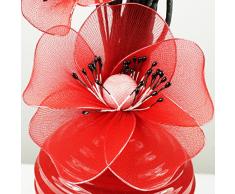 Diseño de flores de artificiales rojo jarrón, rojo, 32 cm