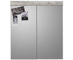 trendteam 1259-405-68 - Armario con espejo para baño (72 x 79 x 17 cm), efecto pino envejecido, color blanco