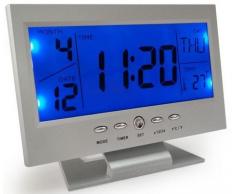 Charmante reloj de mesa con gran pantalla LCD retroiluminada por LED con control de voz, temperatura y huso horario Mondial Mod. 8082