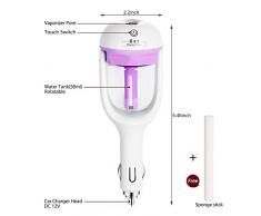 2 en 1 Cargador de Coche Humidificador y difusor de aroma, portátil Rotación de 180 ° de megadream® Mist Vehículos de aceites esenciales Aromaterapia Humidificador Ultrasónico Difusor de Aire Ambientador Purificador de