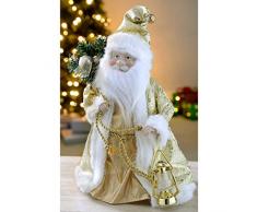 WeRChristmas - Figura decorativa para árbol de Navidad (30 cm), diseño de Papá Noel, color crema y dorado