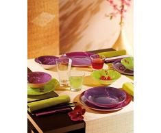 Luminarc 9299724 Kashima Green - Juego de platos de postre (20 cm, 6 unidades), diseño con flores, color verde y morado