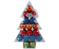 Inge Glas 7762136 Mille Fiori - Caja con forma de abeto con 34 bolas de plástico para árbol de Navidad (6 cm)