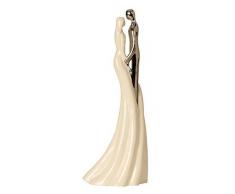 Moderna Escultura Figura decorativa Pareja de amantes XXL de cerámica blanco/plata altura 44 cm