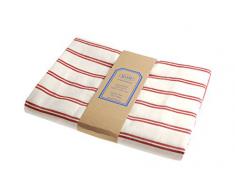 Campagne Table Linen - Mantel, 140 x 240 cm, diseo de rayas, color rojo y blanco