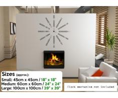 Reloj Binario fondo adhesivo de pared, Blanco, Small: 45cm x 45cm / 18" x 18"