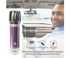 12 V coche purificador de aire iónico, ambientador, ionizador, purificador de aire | elimina Pollen, humo, malos olores y olores – Ideal para automóvil o RV y coche regalo (violeta)