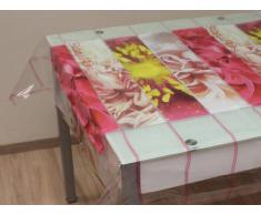 Mantel rectangular estampado Beautiful rosa PVC transparente 140x240 cm